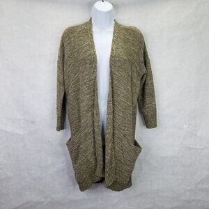 SPARROW by Anthropologie Cardigan Women S Open Green Heather Knit Pocket Slouchy